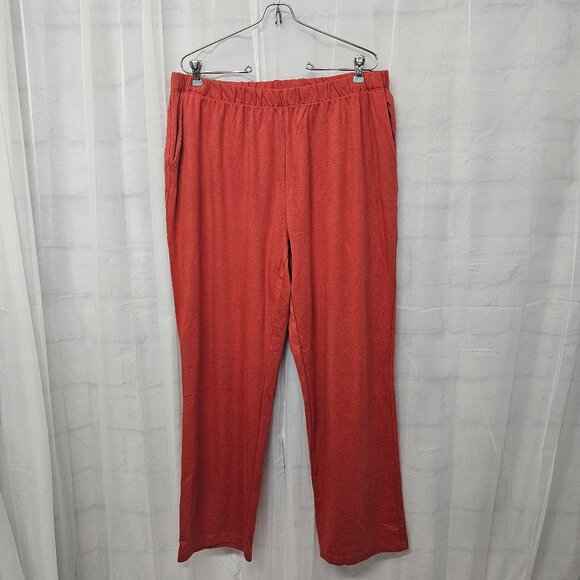 Lands' End Spice Orange Sport Knit Straight Leg Pants Athleisure Casual XL - Picture 1 of 12